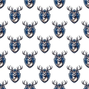 Stags, Buck, Deer Mascot | Blue & White - School Spirit College Team Cheer Collection
