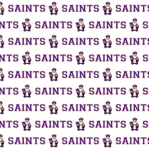 Saints Mascot Text | Purple & White - School Spirit College Team Cheer Collection