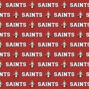 Saints Mascot Text | White on Red - School Spirit College Team Cheer Collection