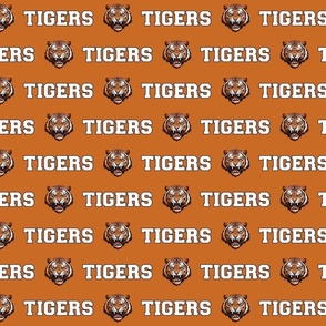 Tigers Mascot Text | White on Orange - School Spirit College Team Cheer Collection
