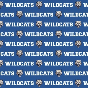 Wildcats Mascot Text | White on Blue - School Spirit College Team Cheer Collection
