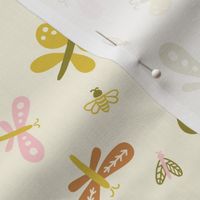 Garden Party – Butterflies, Bees and insects in Cream and Yellow, Springtime Butterflies