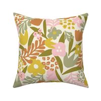 Jumbo: Abstract Wildflowers in Yellow, Orange and Pink, Spring Florals