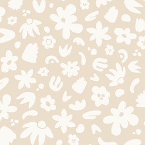 Garden Party – Abstract Flowers in Cream and White