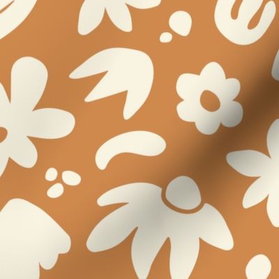 Garden Party – Abstract Flowers in Orange and White