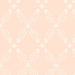 6" Block Print Floral Trellis Foliage in Blush Pink n Off-White by Audrey Jeanne