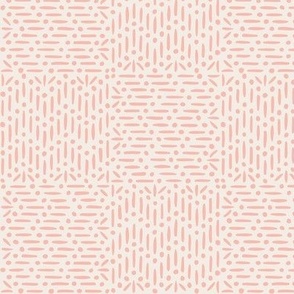 Granary Check, white and peach (Medium)– textural marks with lines and dots