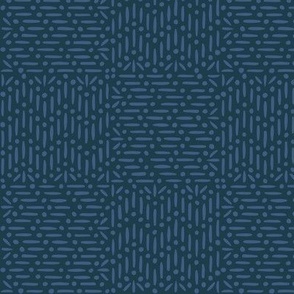 Granary Check, navy and dark blue (Medium)– textural marks with lines and dots