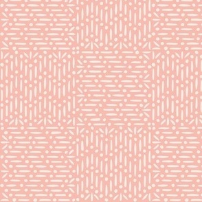 Granary Check, peach and white (Medium)– textural marks with lines and dots
