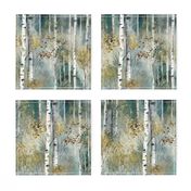 Smaller Endless Birch Tree Dreamscape Trees in Misty Forest Watercolor 