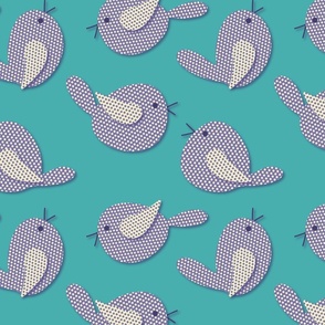 wee birds on turquoise: medium