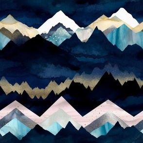 dark blue night mountains