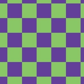 Halloween Checkers (green and purple gingham)