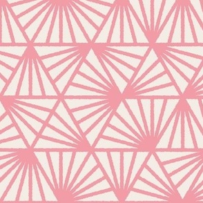 Early Dusk, pink and white (Medium) – geometric triangles and textural lines