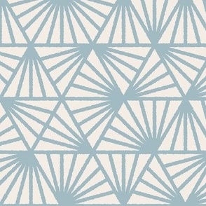 Early Dusk, sky blue and white (Medium) – geometric triangles and textural lines