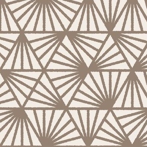 Early Dusk, taupe and white (Medium) – geometric triangles and textural lines