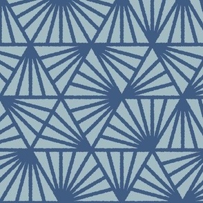 Early Dusk, blue and sky (Medium) – geometric triangles and textural lines
