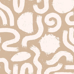 Painted Shapes Beige and Ivory Pattern