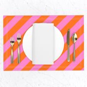 Bright Pink and Tangerine Diagonal Stripes