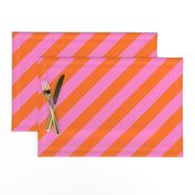 Bright Pink and Tangerine Diagonal Stripes