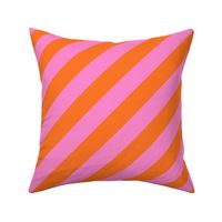 Bright Pink and Tangerine Diagonal Stripes