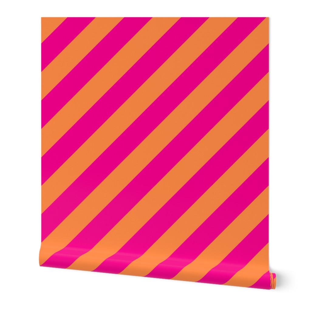 Barbie Pink and Tangerine Diagonal Stripes
