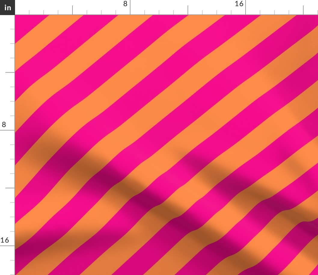 Barbie Pink and Tangerine Diagonal Stripes