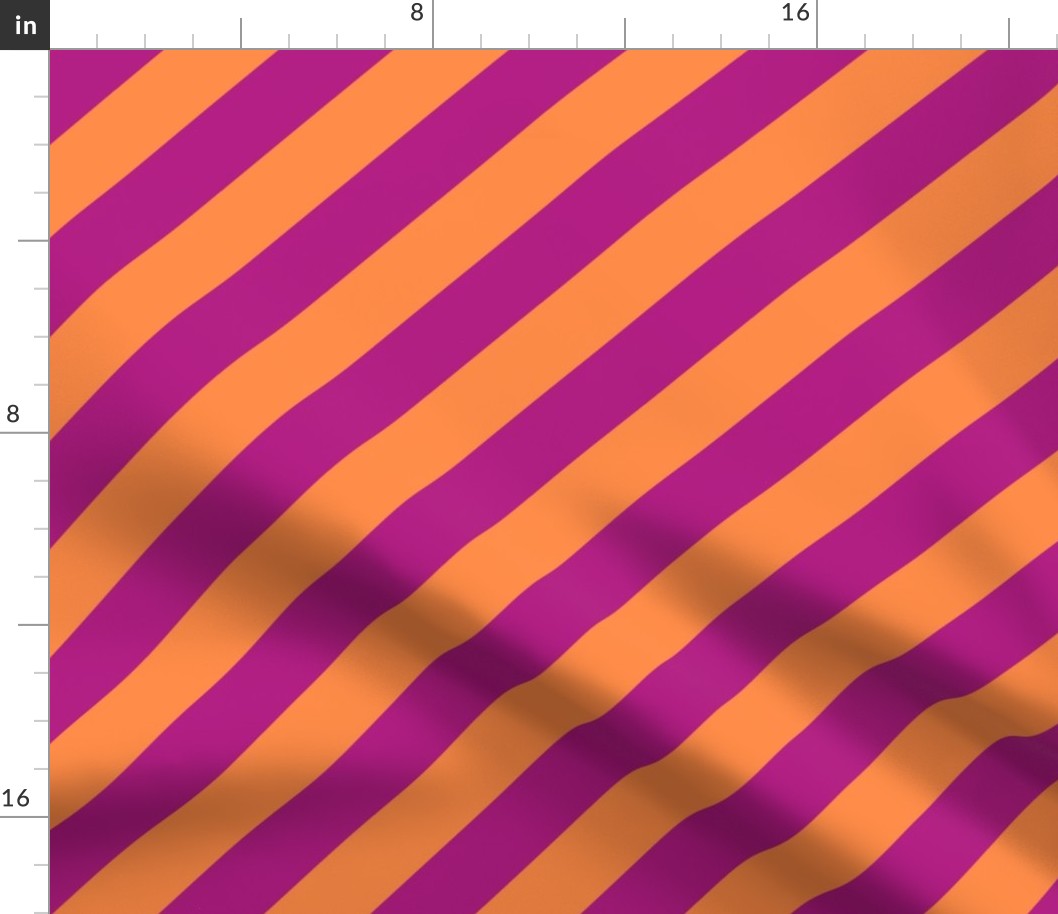 Raspberry and Tangerine Diagonal Stripes