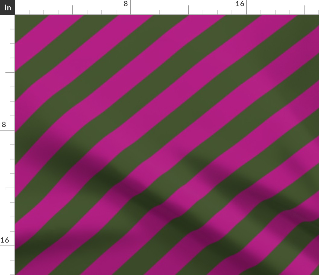 Moss and Raspberry Diagonal Stripes
