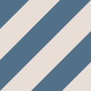 Admiral Blue and White Coffee Diagonal Stripes