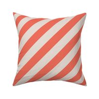 Coral and White Coffee Diagonal Stripes