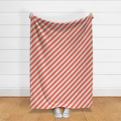 Coral and White Coffee Diagonal Stripes