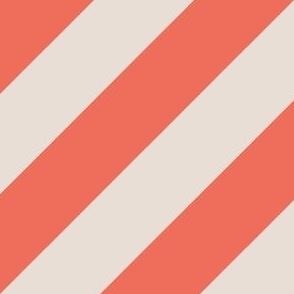 Coral and White Coffee Diagonal Stripes
