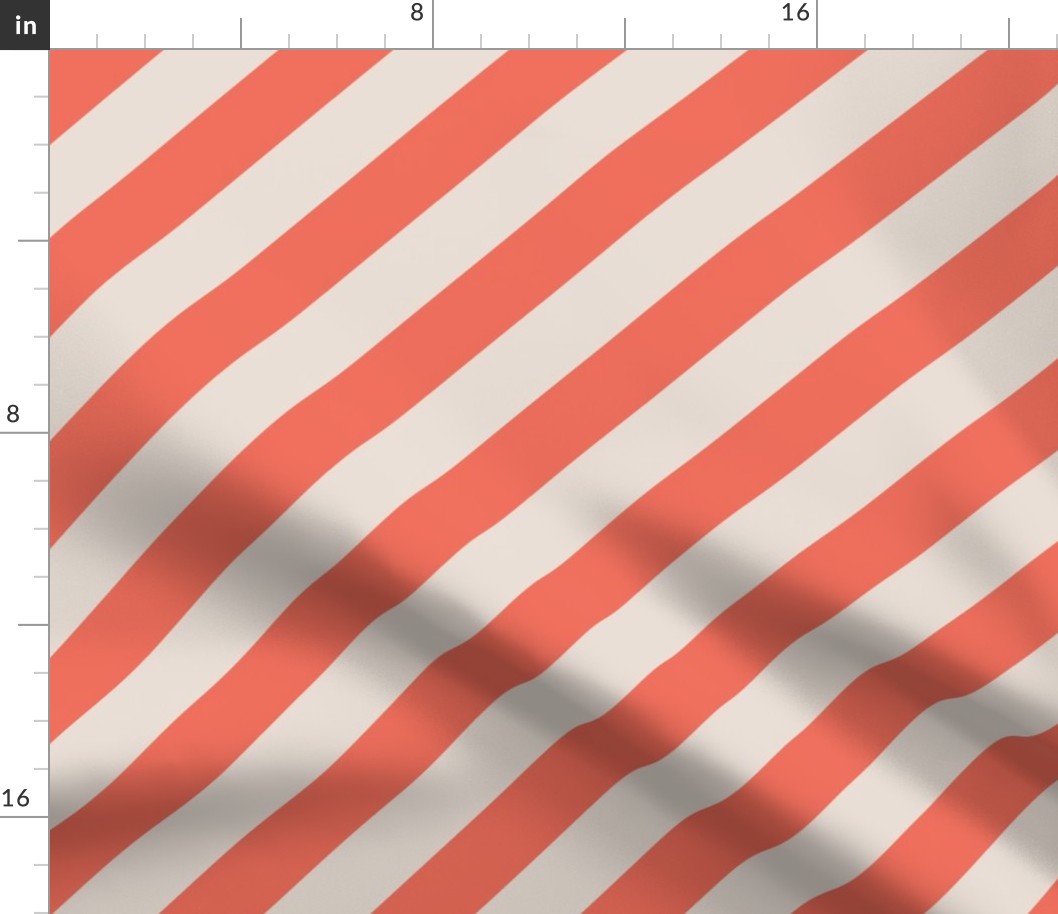 Coral and White Coffee Diagonal Stripes