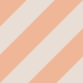Light Coral Peach and White Coffee Tan Diagonal Stripes