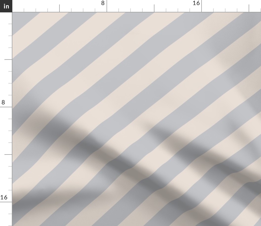 Harbor Grey and White Coffee Diagonal Stripes