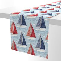 Red White and Blue Sailboats, Large