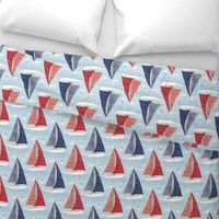 Red White and Blue Sailboats, Large