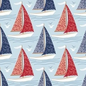 Red White and Blue Sailboats, Small