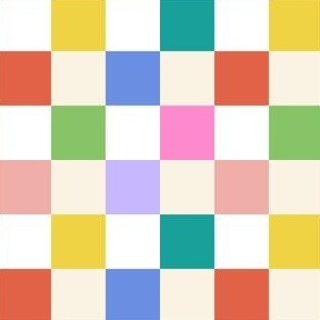1” Dopamine Rush Brightly Colored 1” Checkers with White and Cream
