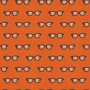1960s, 70s Black Horn-rimmed glasses - Beatnik, Hipster sunglasses -Faded Dark Orange