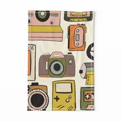 70s and 80s Camera and cassette tapes hand drawn_Retro Colors_Large