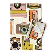 70s and 80s Camera and cassette tapes hand drawn_Retro Colors_Large