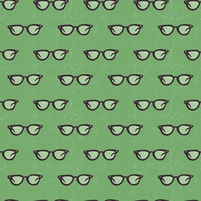 1960s, 70s Black Horn-rimmed glasses - Beatnik, Hipster glasses -Faded Avocado Green