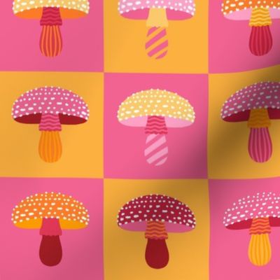 Pink and Orange Cutesy Mushrooms (medium) 