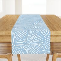 XXL Abstract Floral Line Art Blossom in Cornflower Blue 48in