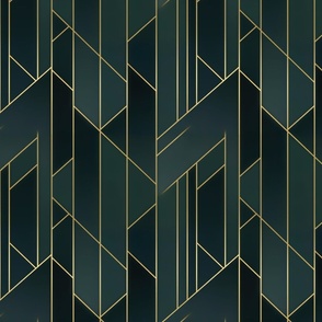 Golden Allure: A Sophisticated Fusion of Dark Green, Gold, and Geometric Elegance