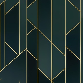 Jumbo Golden Allure: A Sophisticated Fusion of Dark Green, Gold, and Geometric Elegance