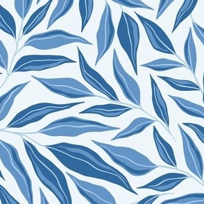 XL Botanical Twig Leaves Toss in Navy Cornflower Blue 24in