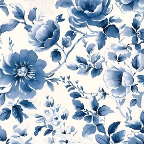 Jumbo Tranquil Beauty: Delicate Blue Flowers and Intricate Artistry